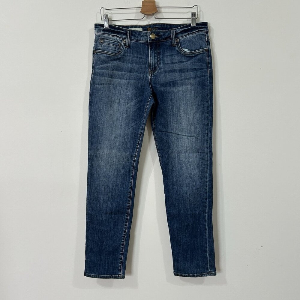 KUT From The Kloth Tall Jeans Sz 10 Blue Catherine Boyfriend Tapered Denim